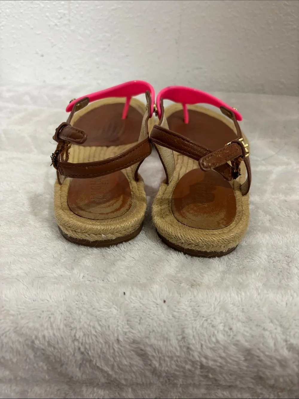 Michael Kors Bright Pink T-Strap Espadrille Sandals Women’s Size 6.5M